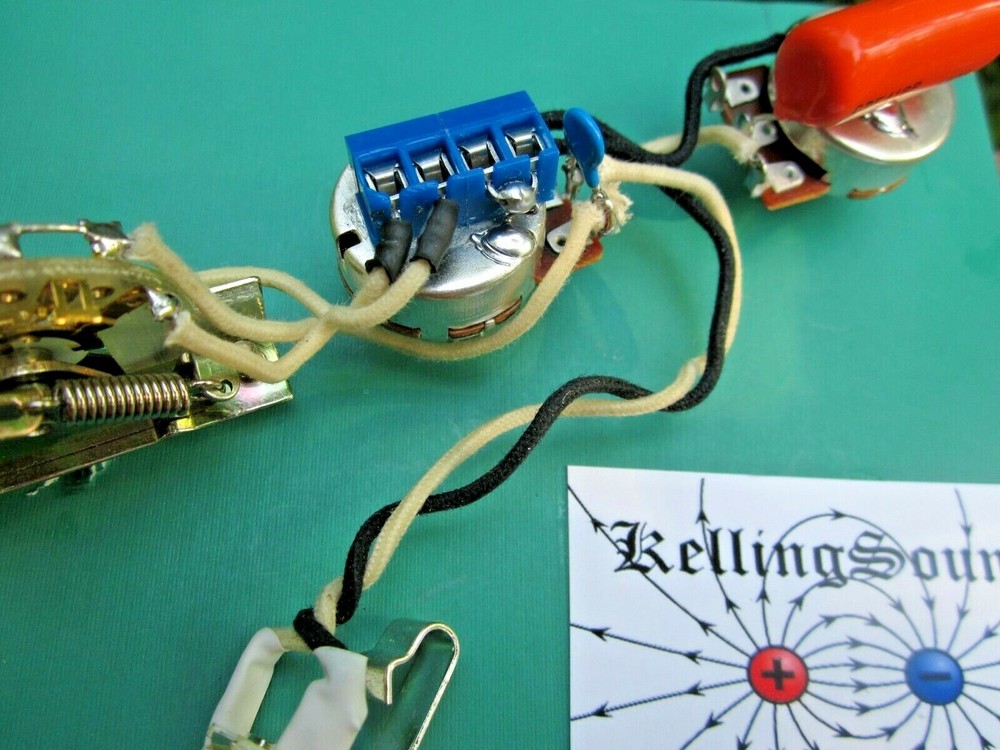 Solderless Tele Wiring Harness 3 Way Switch CTS Solid shaft Orange Drop .047