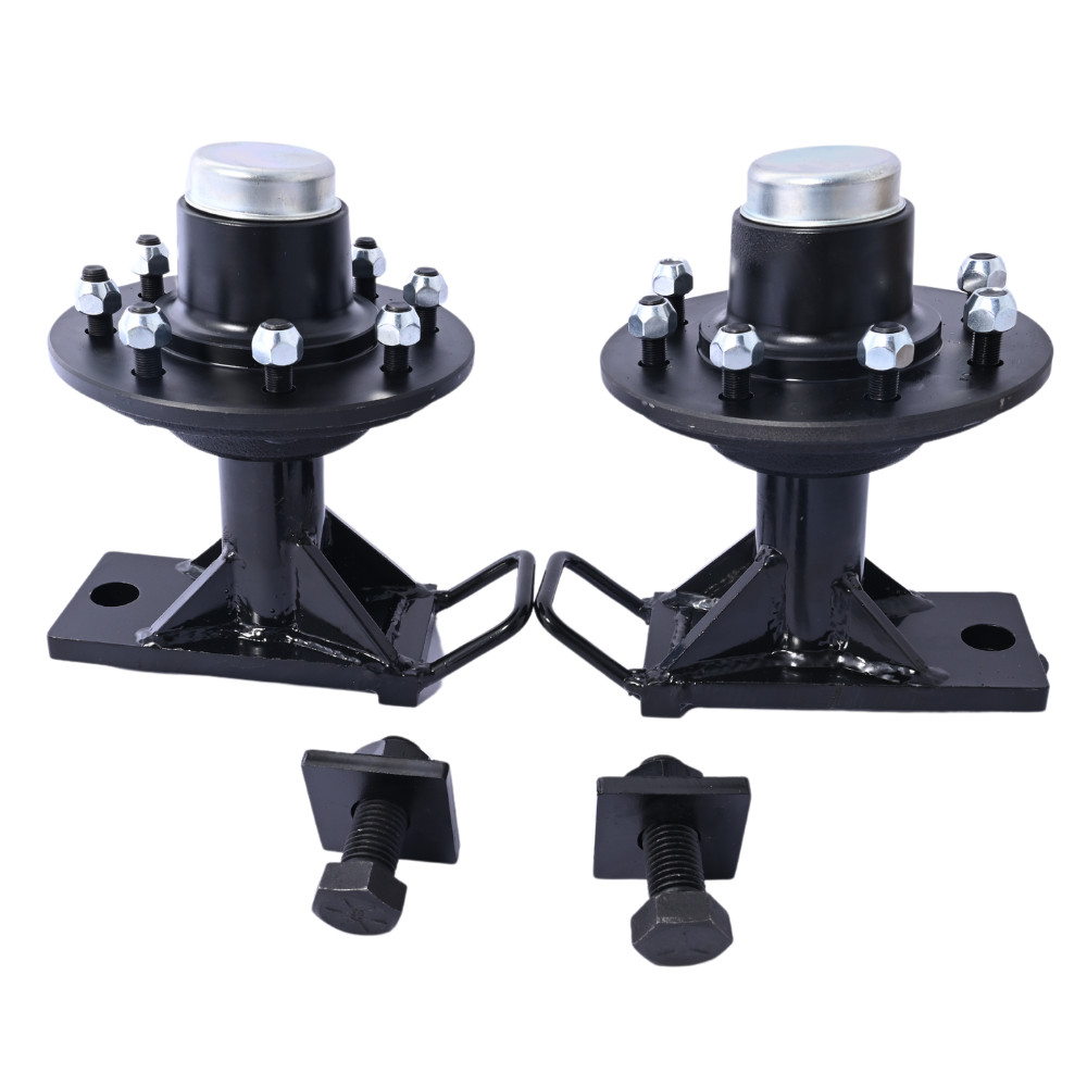 Pair 8 x 6.5 Lug 9000LB Shipping Container Wheels, Bolt-on Spindle Kit