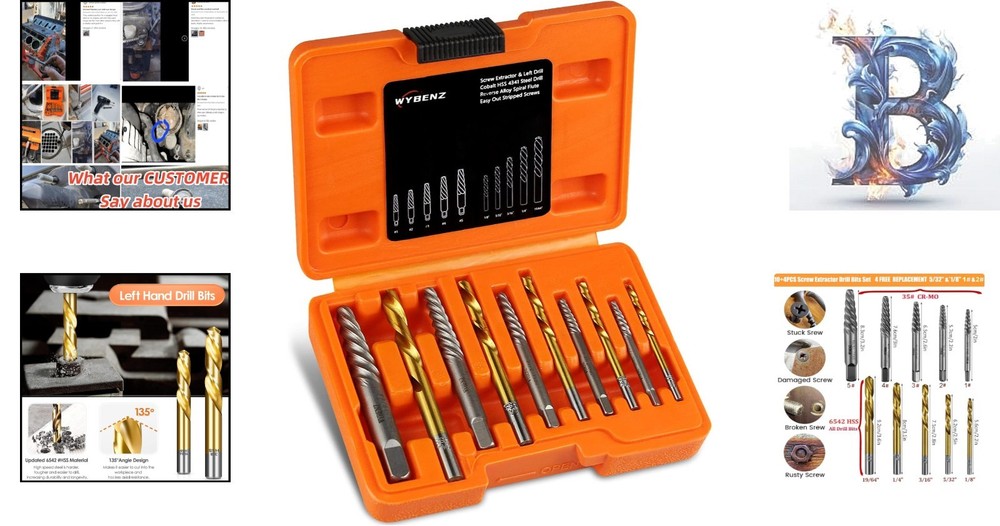 14-Pcs Reverse Cobalt HSS Screw Extractor & Left Hand Drill Set - Easy Out Tool