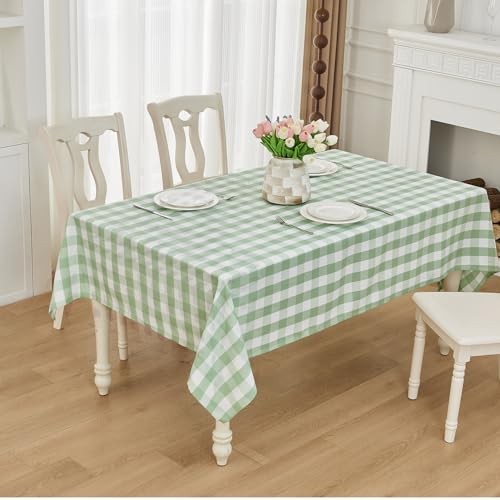 Rectangle 118" x 57" (Rectangular) Gingham Cotton - Square Corners - Green