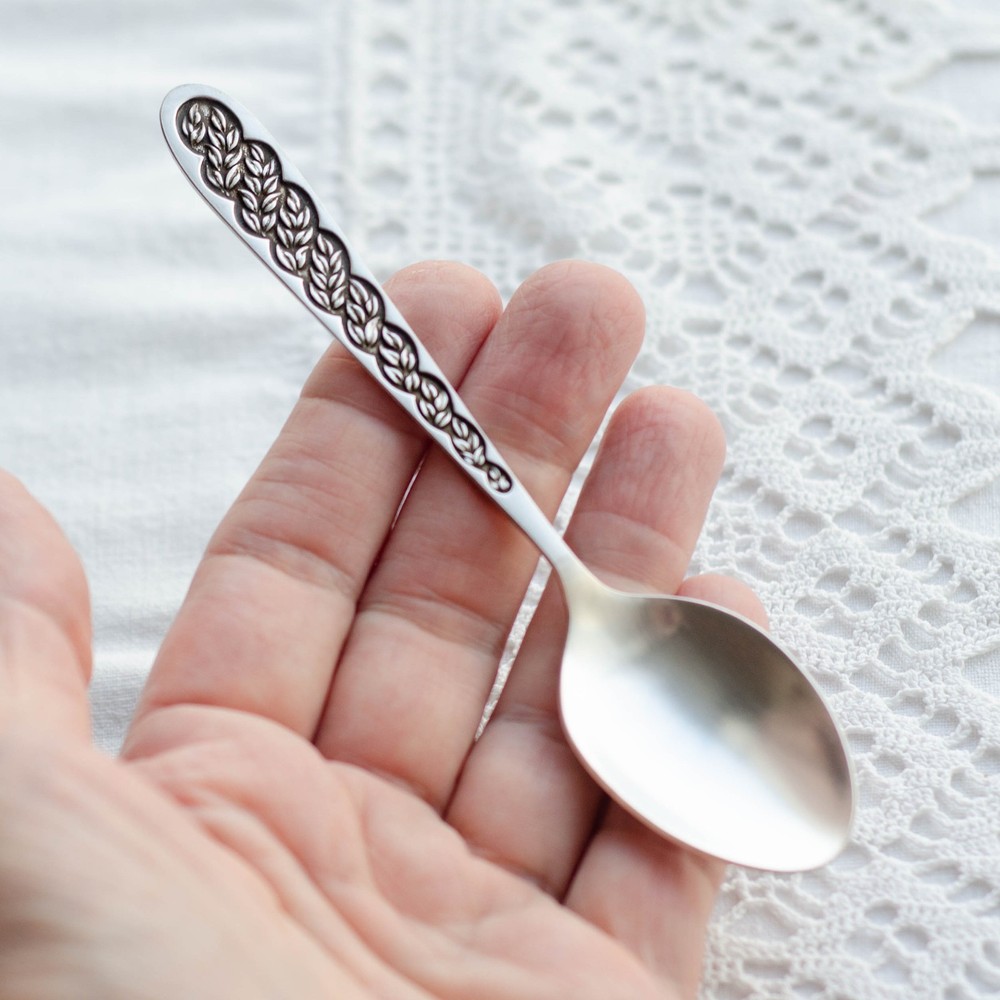 Tea spoon mismatched flatware set Small spoons from USSR, Soviet flatware set