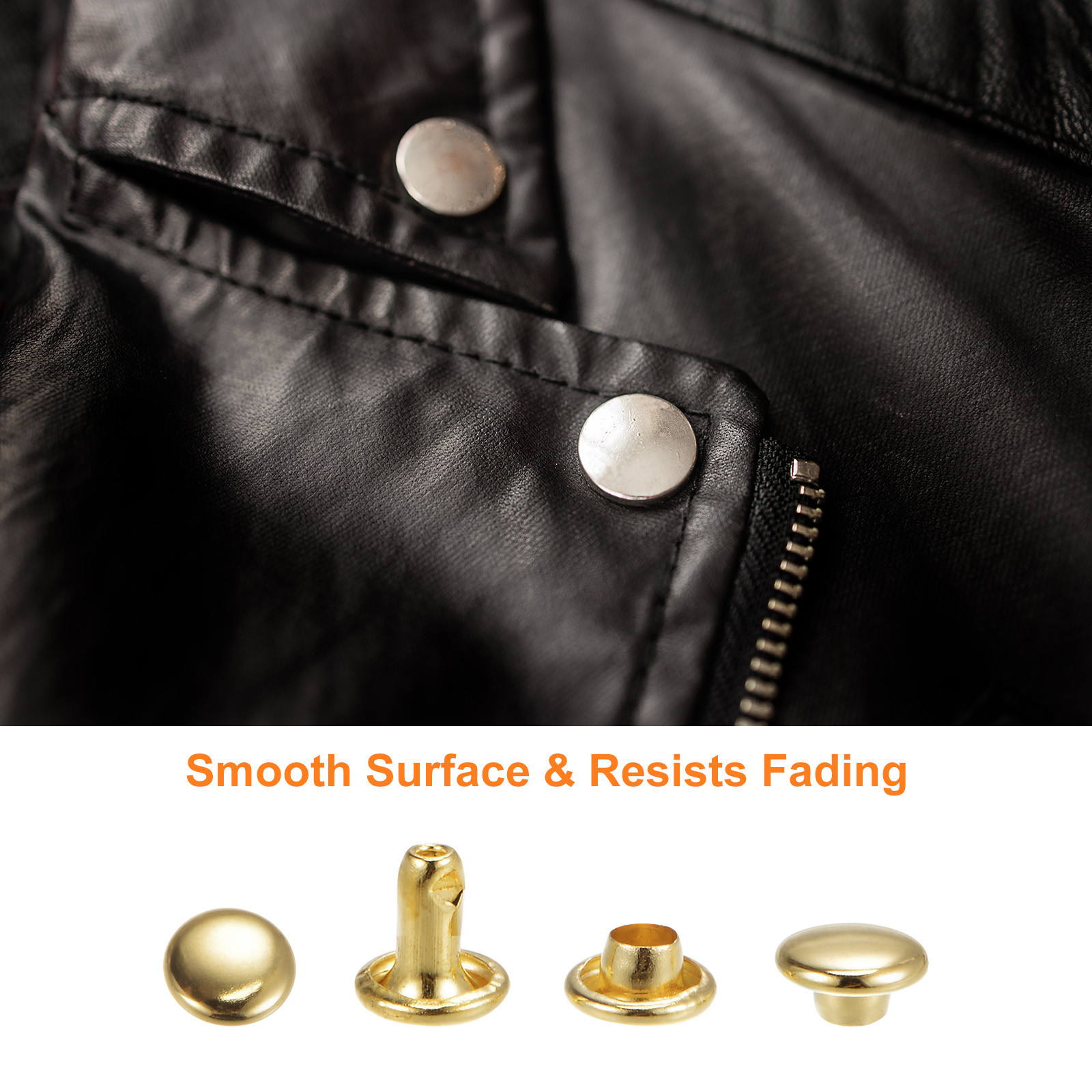 200 Sets Leather Rivets 9mm x 8mm Metal with 3 Setter Tools Gunmetal