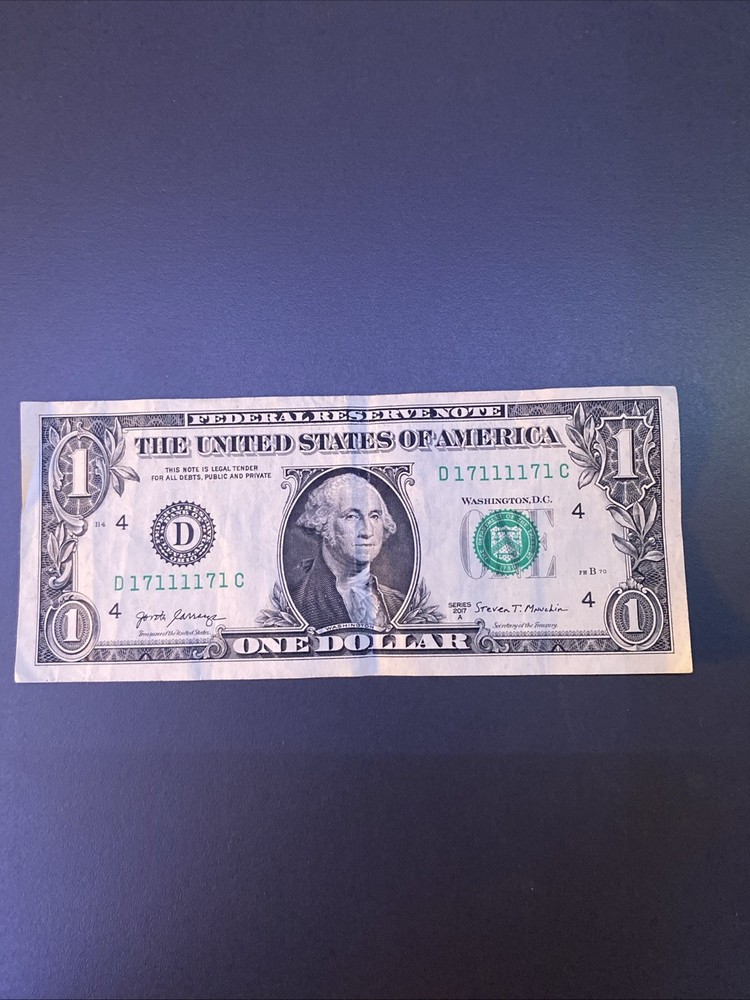 Binary Radar $1 bill 17111171 Serial Number! Very Rare Make Offer