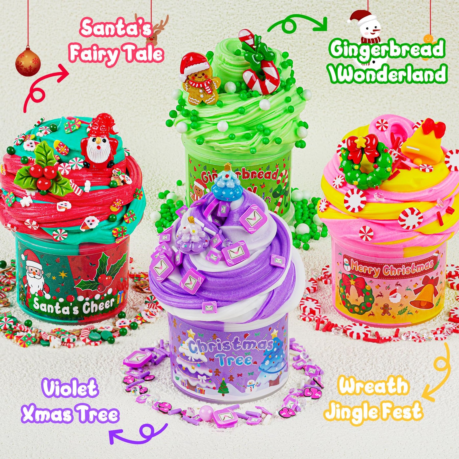 LAWOHO Christmas Stocking Stuffers for Kids, 4 Pack Slime