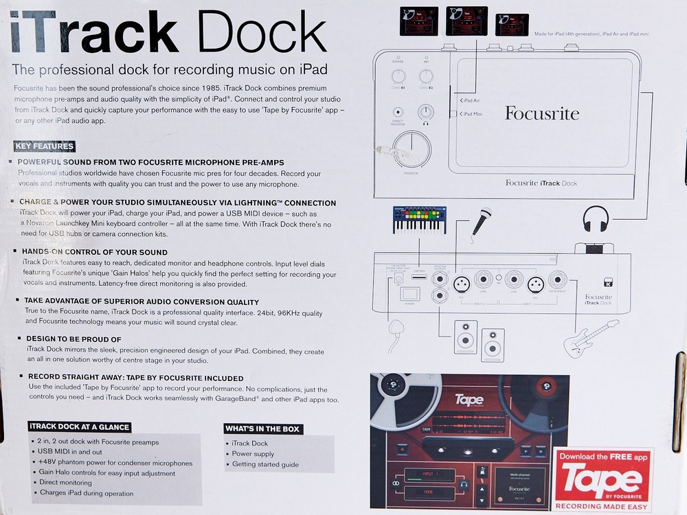 Focusrite iTrack Dock w/ iPad Audio Interface Pre-Amp USB MIDI XLR 1/4" Used