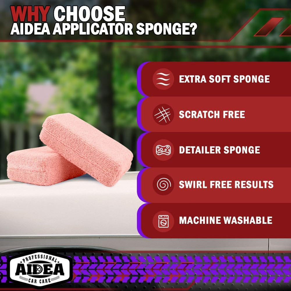 Microfiber Applicator Pad-8Pack, Car Wash Sponge, Premium Microfiber Sponge and