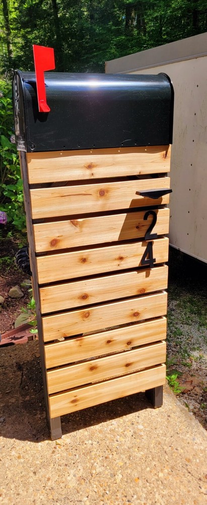 Cedar Mailbox Post, Black frame (Handmade) FREE SHIPPING!