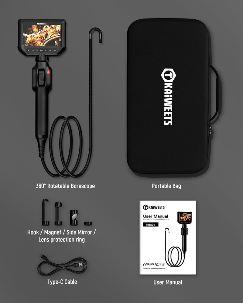 Industrial Two-Way Borescope Endoscope Snake Inspection Scope Camera with Light