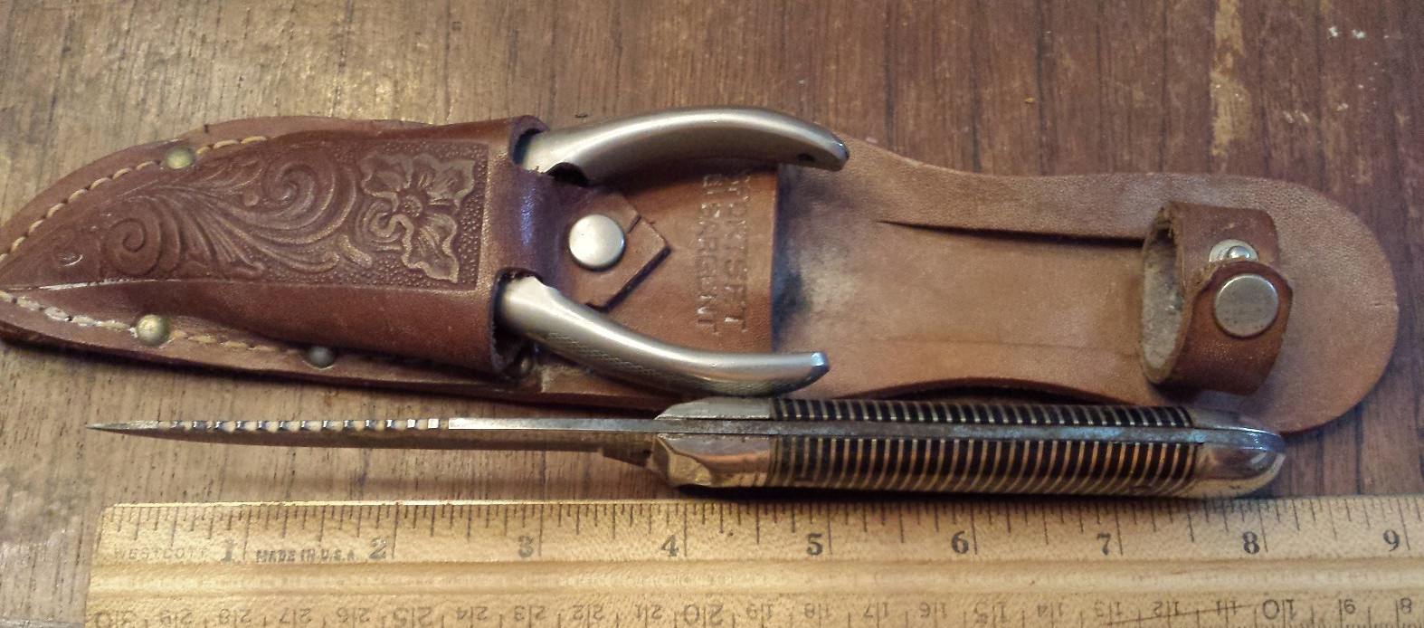 Vintage Imperial Sargent Sportset Knife & Plier Nippers Set With Leather Sheath