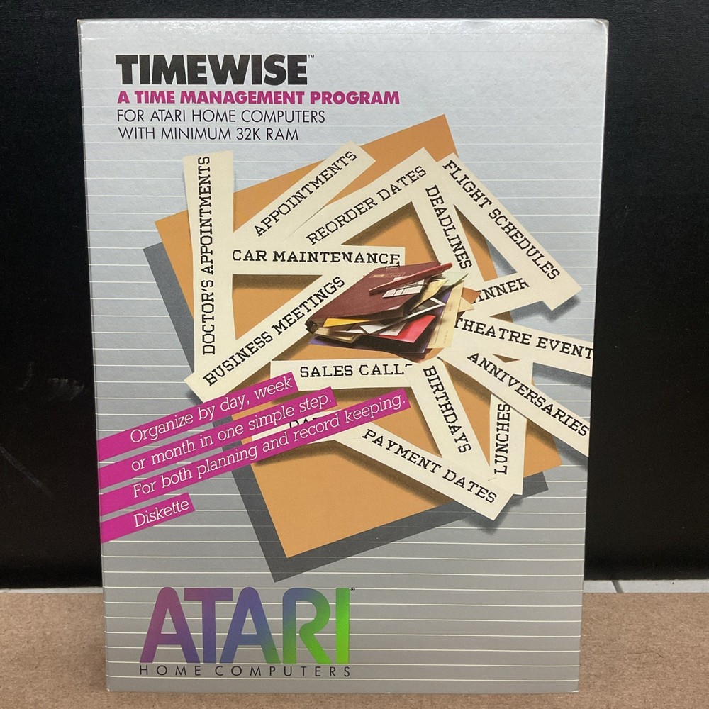 Timewise Atari Home Computers Time Management Program 1982 - Box Only
