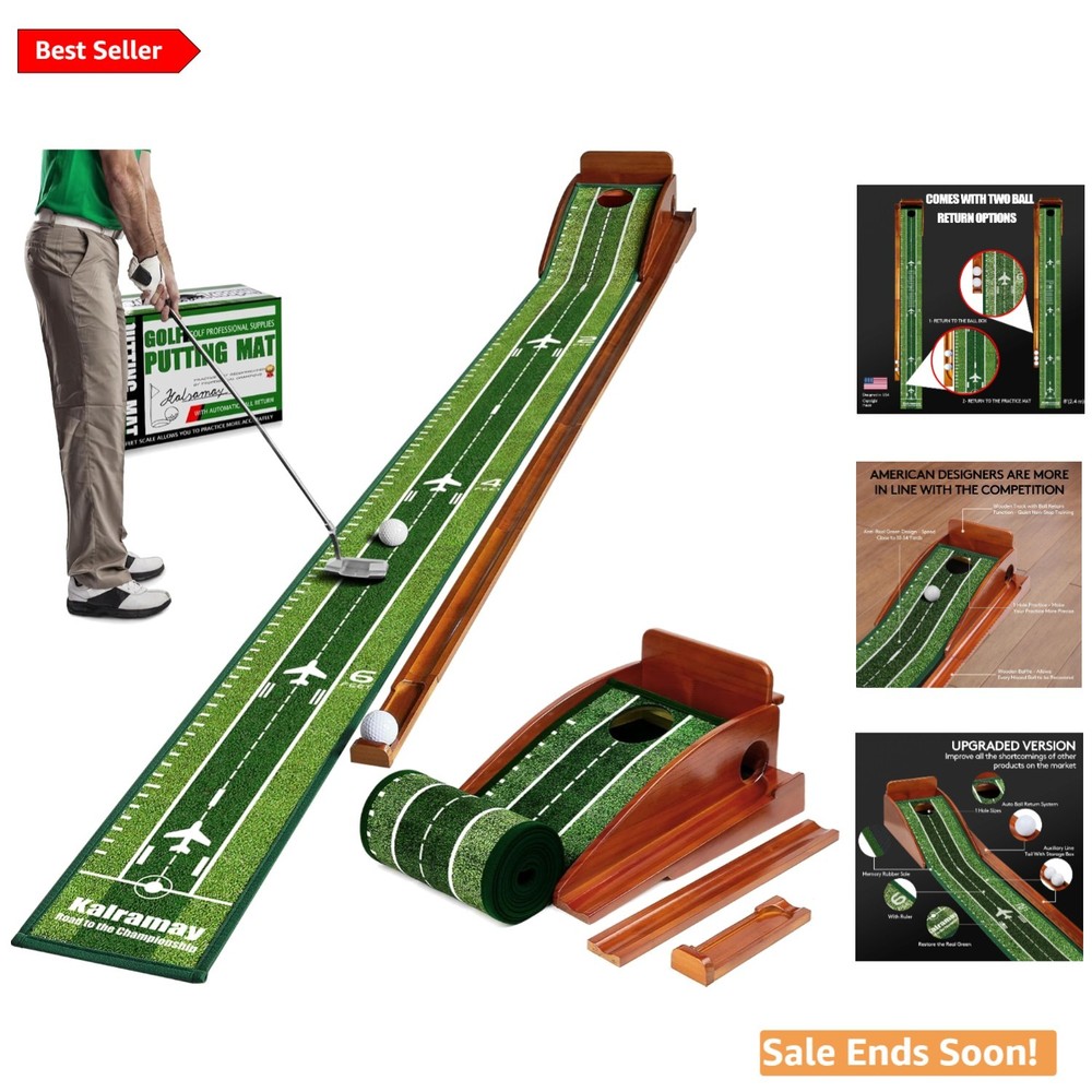 7.5 Feet Indoor Golf Putting Mat - Automatic Ball Return & High-Plush Surface