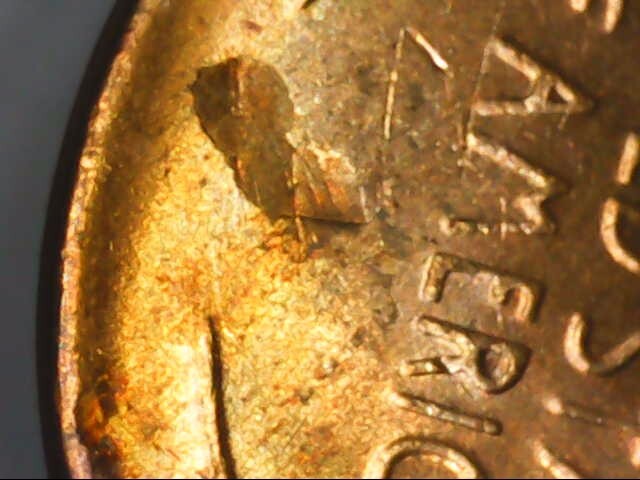 1956 D Lincoln cent retained lamination error rev.- BU RD !!