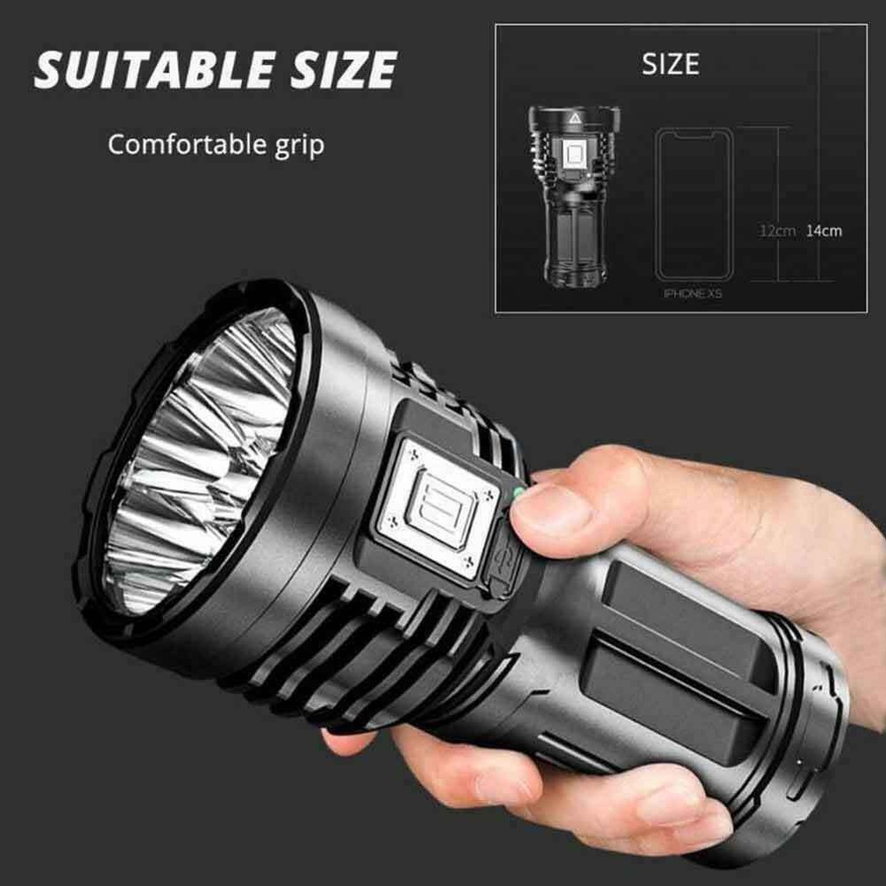 Super Bright LED Tactical Flashlight USB Rechargeable Work Light COB Side Light
