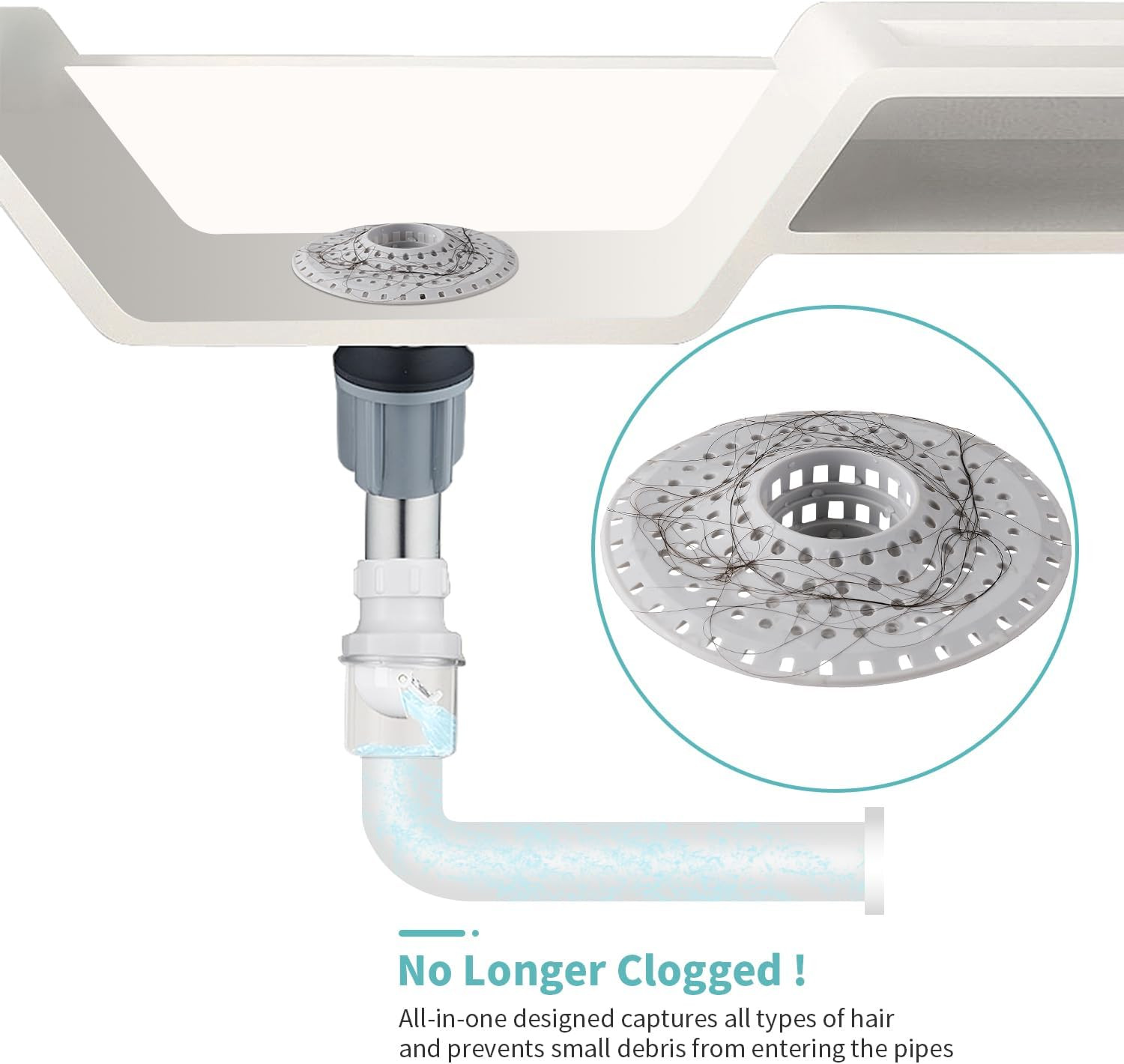 Bathtub Drain Hair Catcher,Silicone Tub Hair Catcher Drain Protector,All-In-One