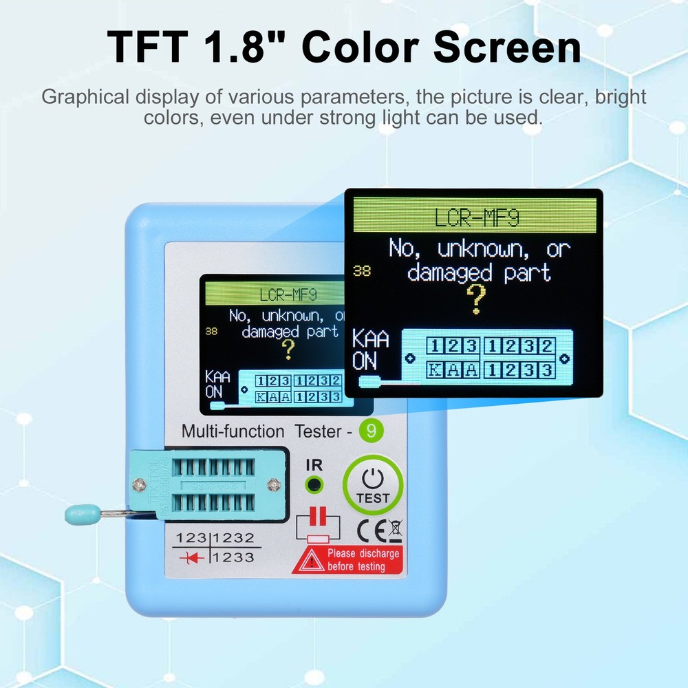 1--MF9 1.8'' TFT LCD Display Multi-meter Transistor Tester Diode Triode
