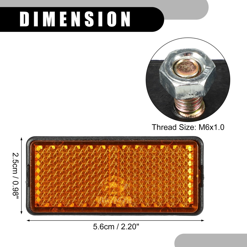4pcs 2.20"x0.98" Universal Reflector Rectangle Motorcycle Reflector Orange