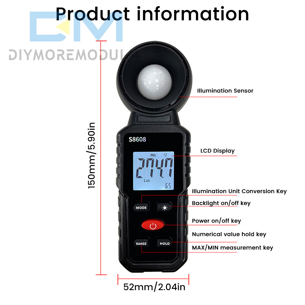 Handheld Digital Light Lux Meter Illuminometer Luminometer Photometer 200000Lux
