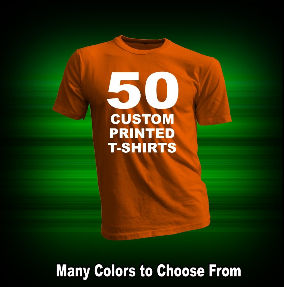 100 CUSTOM SCREEN PRINTED T-SHIRTS / 2 COLORS ON 2 SIDES