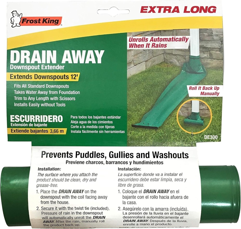 Automatic Unrolling 12-Ft Downspout Extender - Perfect for Home Drainage Needs