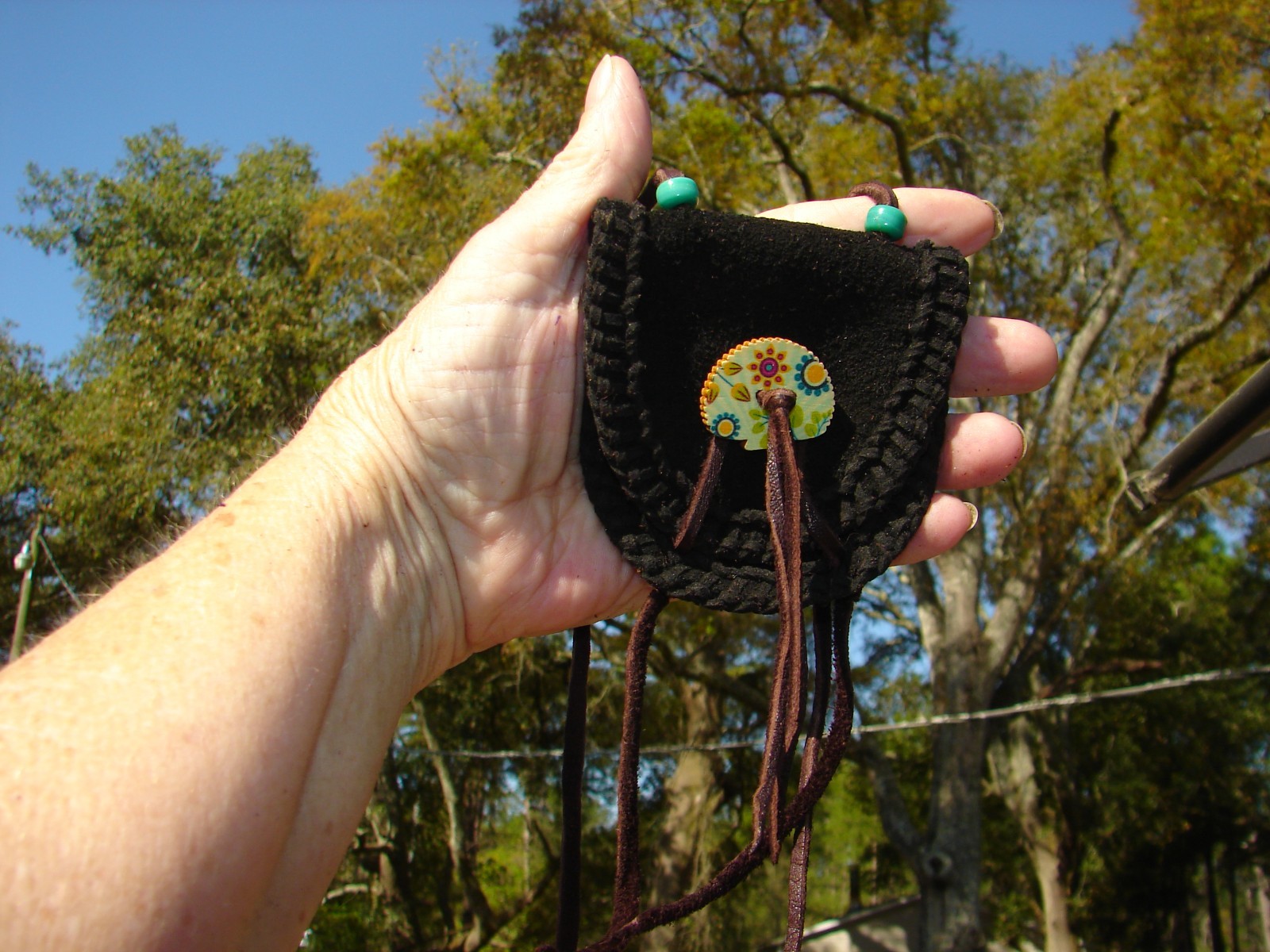 Native American Suede Buffalo Leather Medicine Bag, Shaman, Tribal Pouch, 3.5"