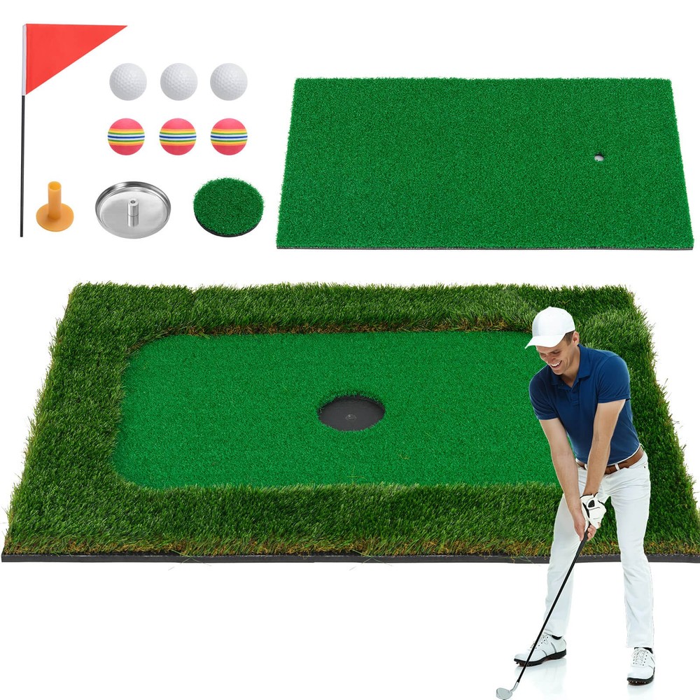 Rectangular Floating Golf Green for Pool Includes Golf Hitting Mat 6 Golf Balls