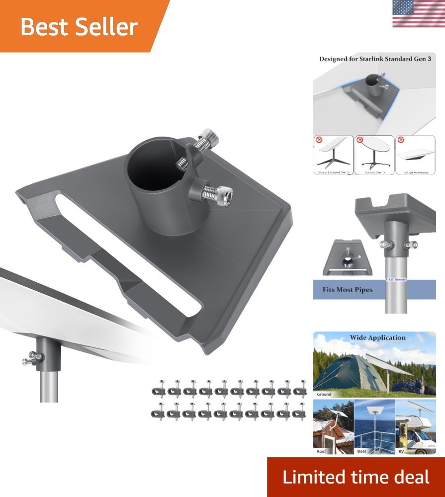 Effortless Installation Starlink Mounting Kit with Pipe Adapter and Cable Clips
