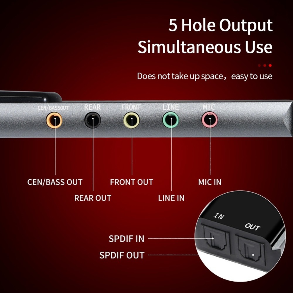 6-in-1 USB External Optical Sound Card Multifunction Audio Converter3587