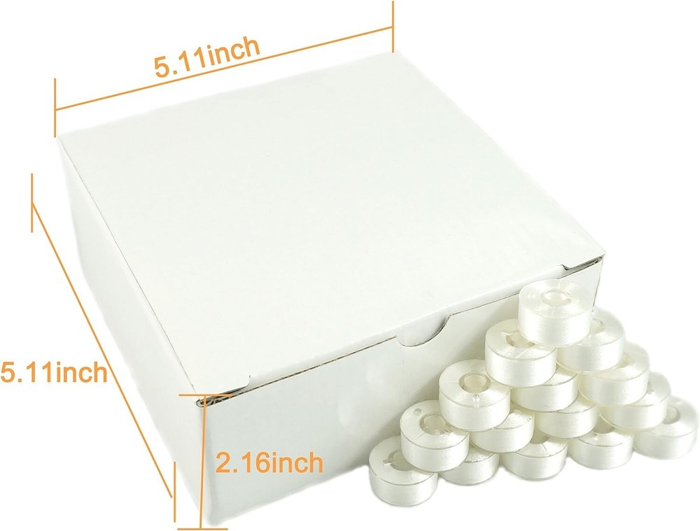 White Prewound Bobbin Thread - 144pcs - Size A SA156 - Polyester Filament 70D/2