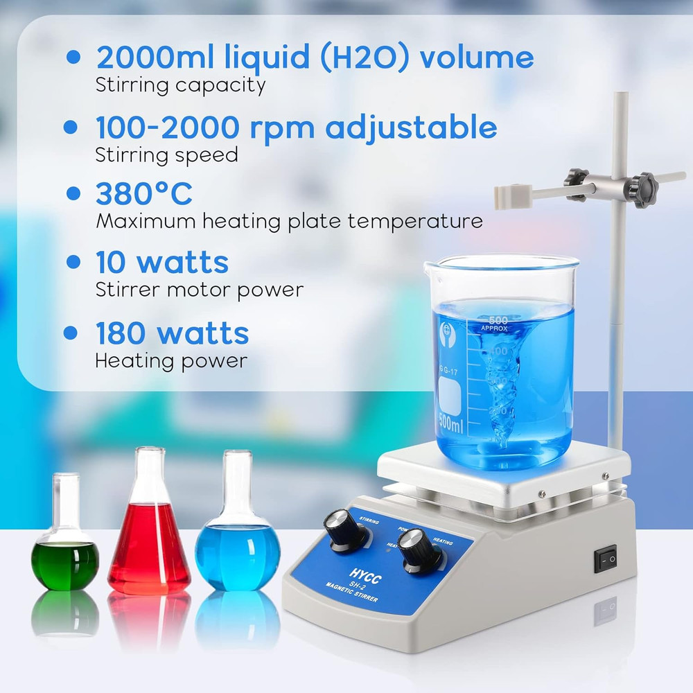 Laboratory-Grade Magnetic Stirrer Hot Plate - 2000mL Capacity Rapid Heating