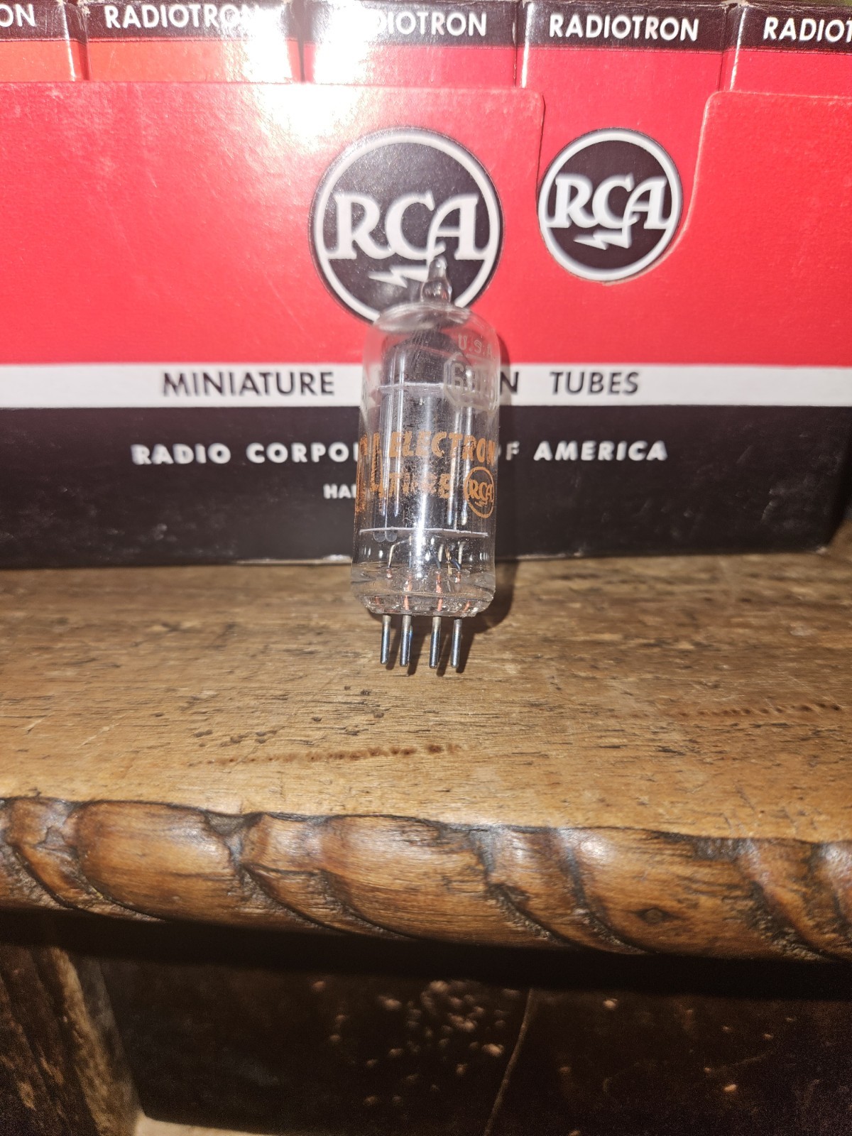 VINTAGE SLEEVE OF 5 NOS RCA 6BF6 DOUBLE DIODE TRIODE VACUUM TUBES