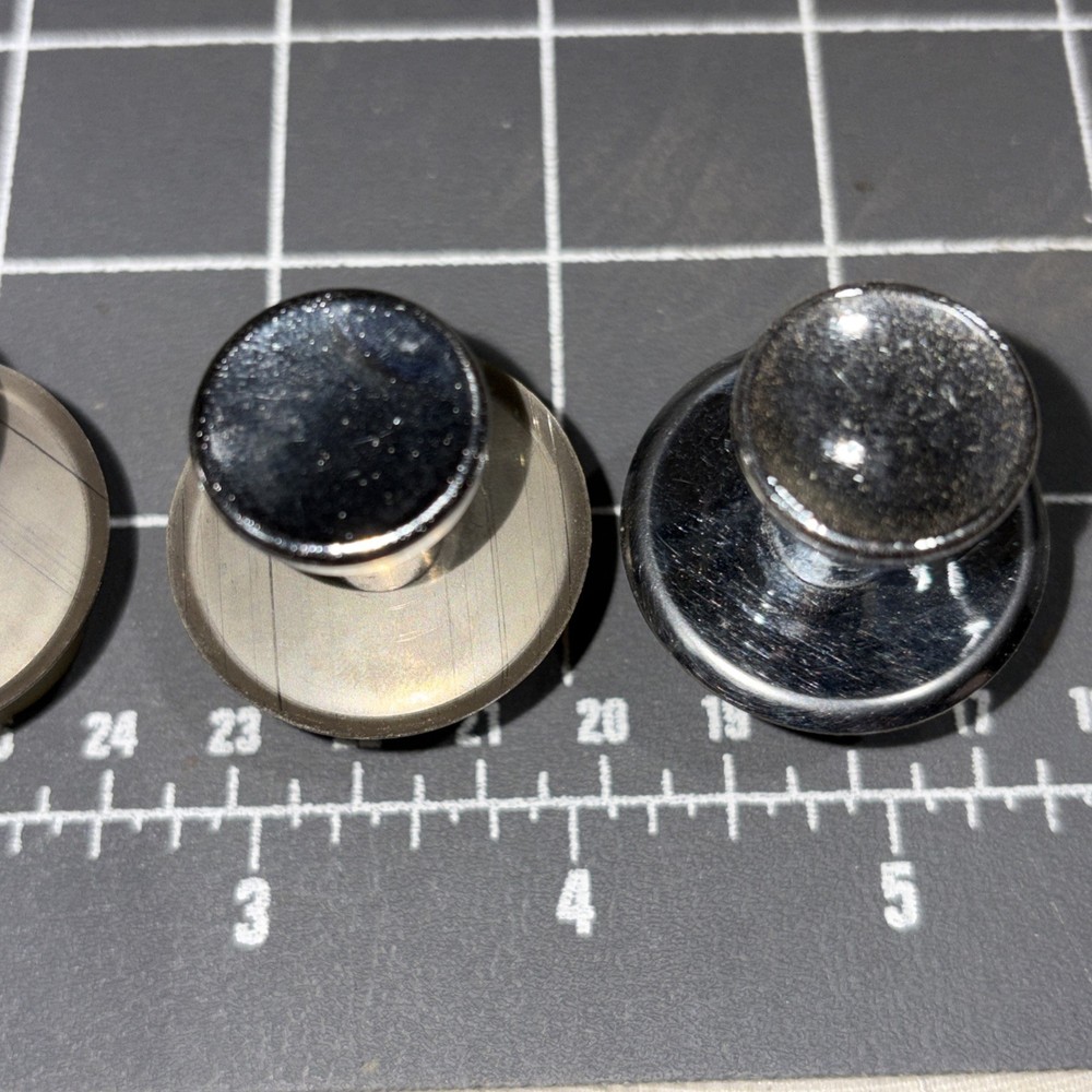 Lot 4 Vintage Retro MCM Chrome Cabinet Drawer Pulls Knobs With Spacer/hardware
