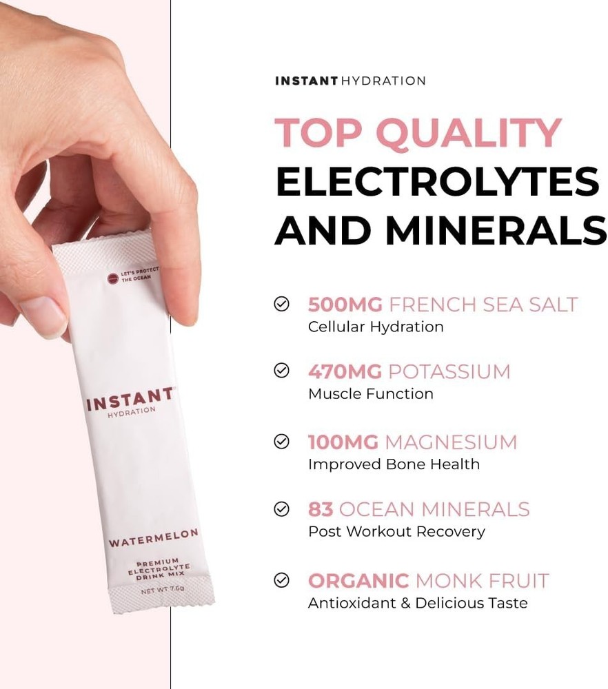 Instant Hydration Electrolytes Powder Packets - Watermelon Electrolyte Drink Mix