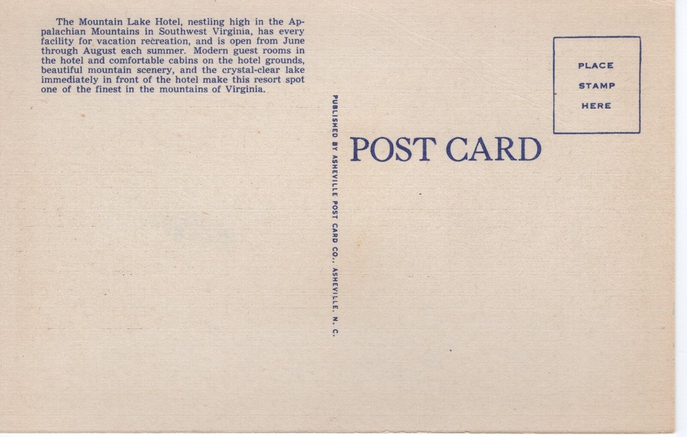 MOUNTAIN LAKE HOTEL, MOUNTAIN LAKE, VA - PC5510