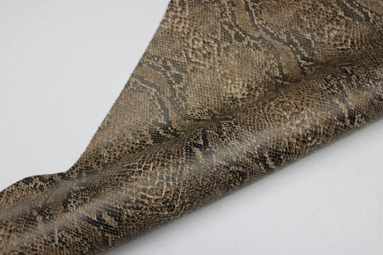 PYTHON PRINTED LEATHER Brown : Genuine Leather 2.5-3 oz. - Perfect for Handbags