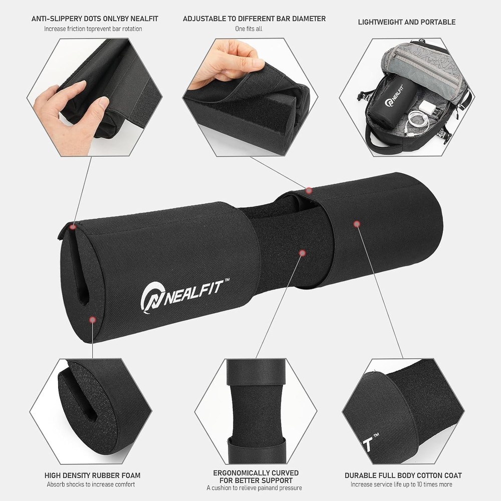 Squat Pad with Thick Nylon Padding, Hip Thrust Pad for Squats, Lunges, Neck S...