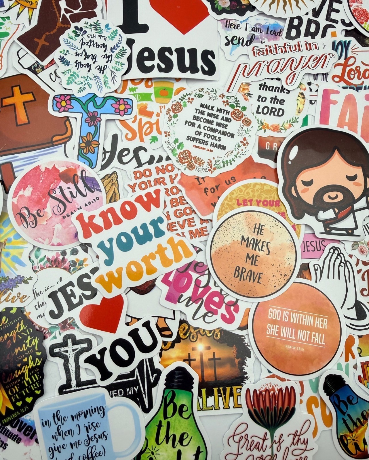 20 Stickers Christian Faith God Jesus Motivational Designs Journals Laptops Gift