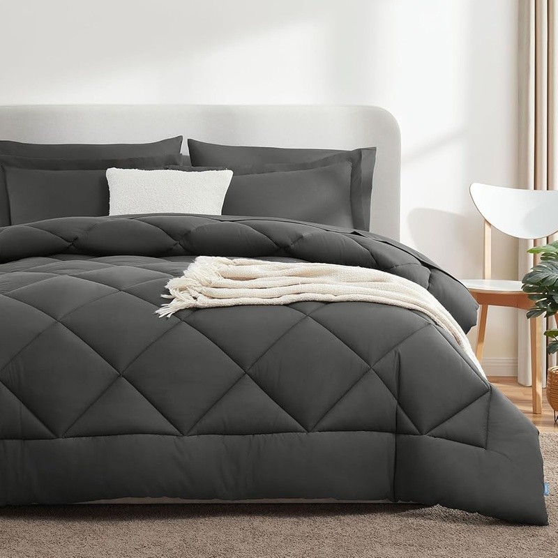 King Comforter Set Soft Microfiber Bedding Fitted Sheet Pillowcase Shams New