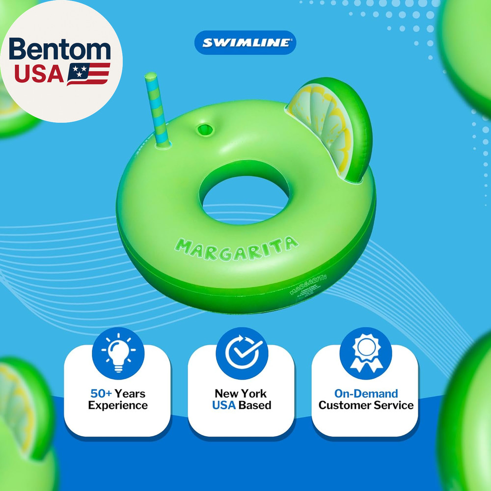 Margarita Pool Ring with Cupholder & Backrest – Inflatable Lounge Float with Fun