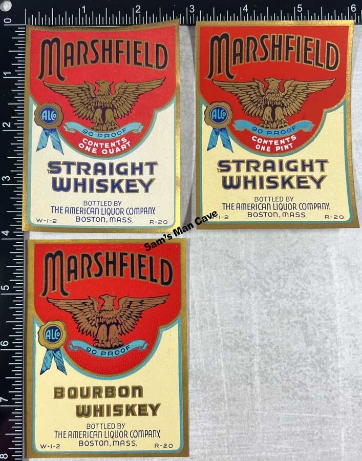 Marshfield Whiskey Label Set - MASSACHUSETTS