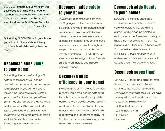 Decomesh 6" Aluminum Undereave Soffit Vent White