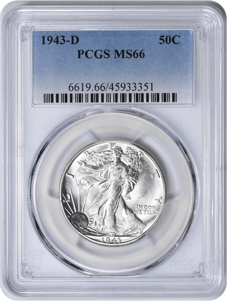 1943-D Walking Liberty Silver Half Dollar MS66 PCGS