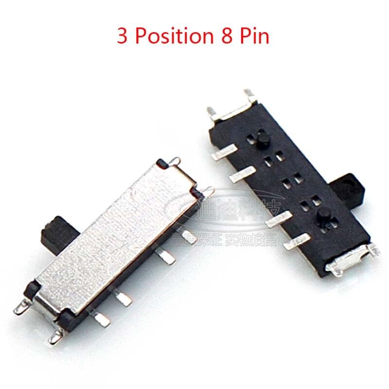 Micro Slide Switch 3 Position 8 Pin Mini SMD Switch PCB Panel Mount 1.5mm Handle