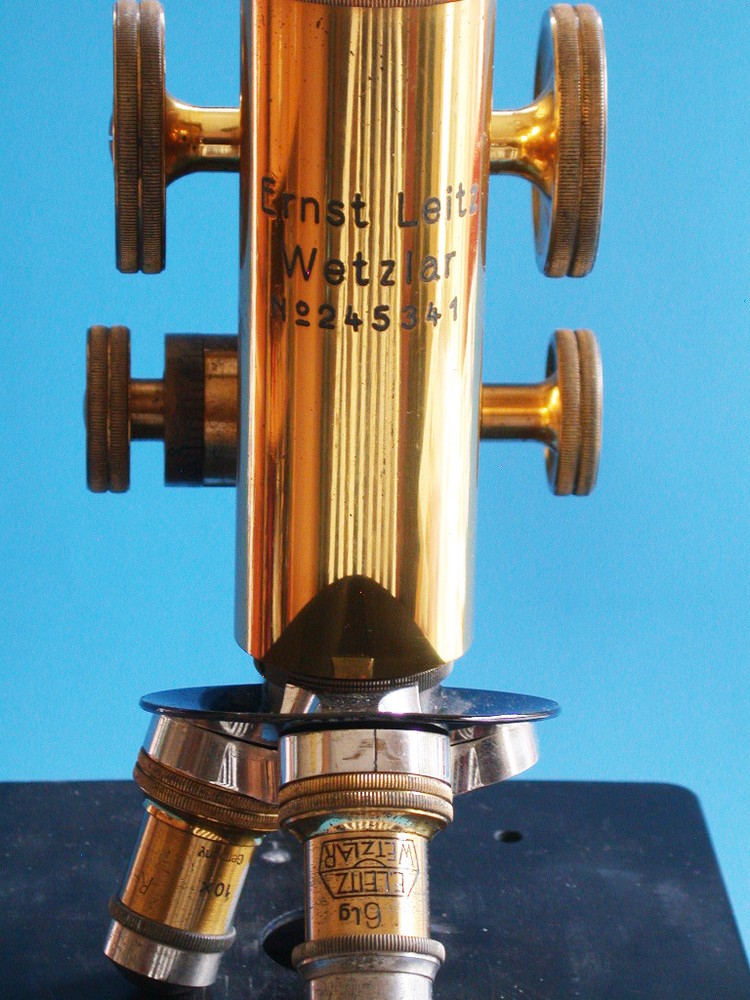 Vintage Leitz Wetzlar Brass Microscope With Case
