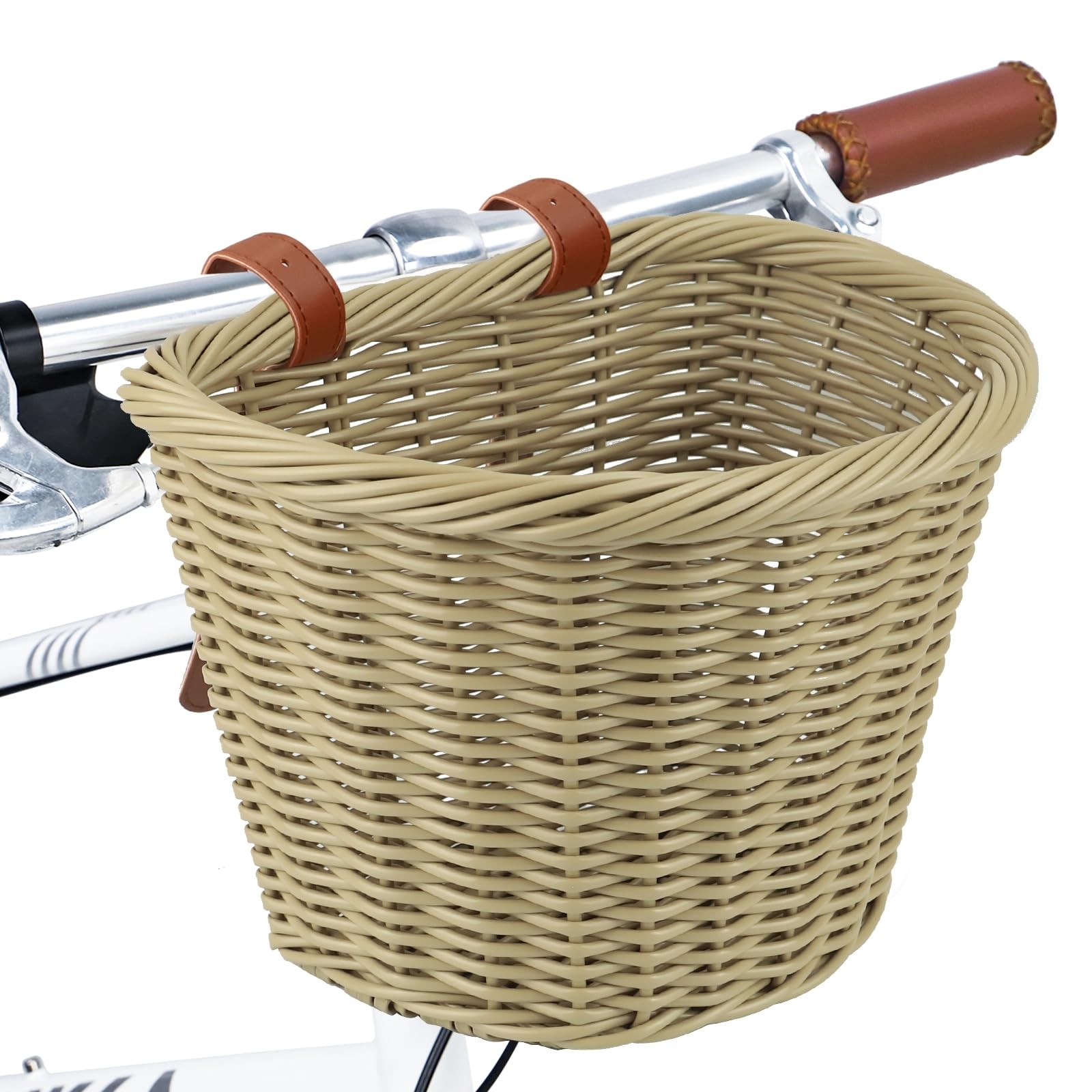 MEGHNA Woven Bike Basket Elegant Semicircle Large for Large, Beige