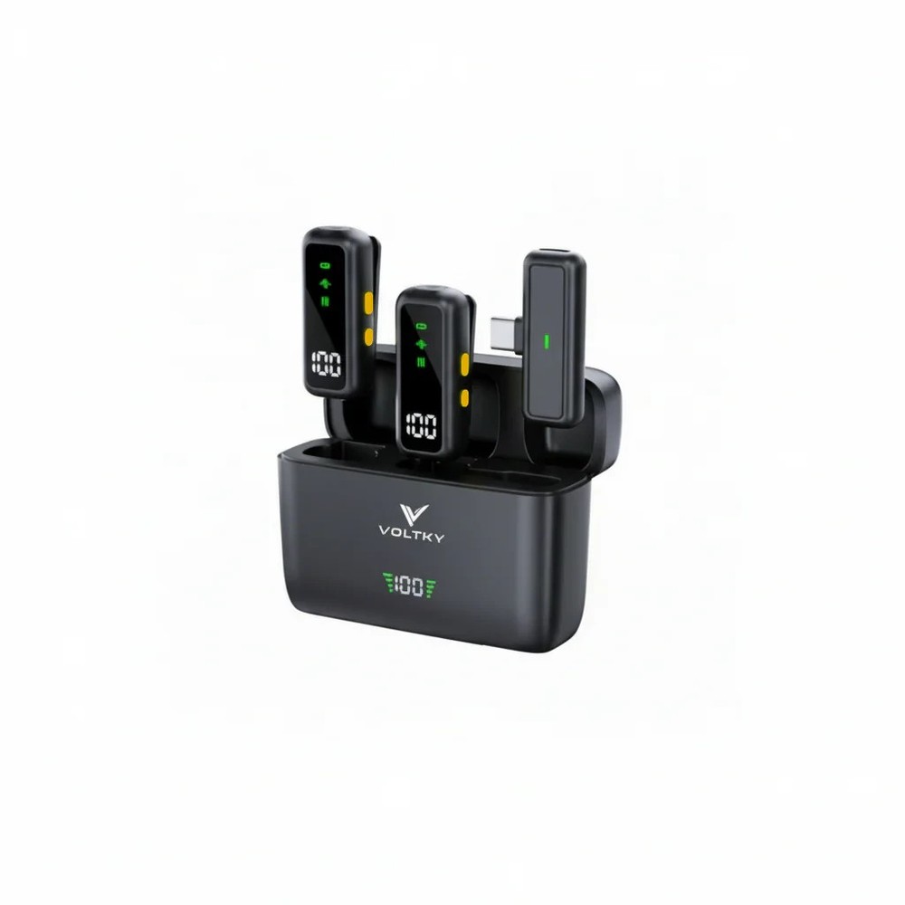 Voltky AI intelligent noise reduction wireless microphone USB C and lightning