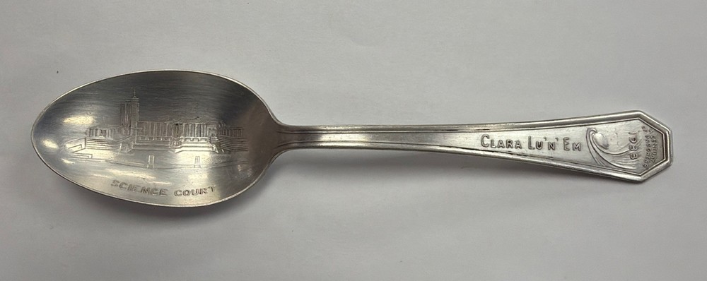 Winthrop Silver Plate Spoon Chicago Worlds Fair CLARA LU'N'EM 1933 Science Court