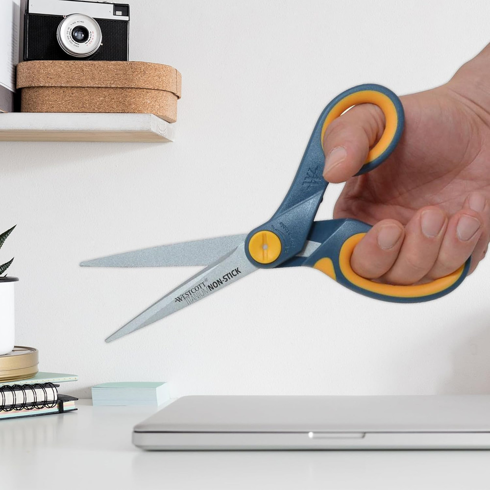 8-Inch Titanium-Bonded Non-Stick Straight Scissors with Adjustable Glide Feature