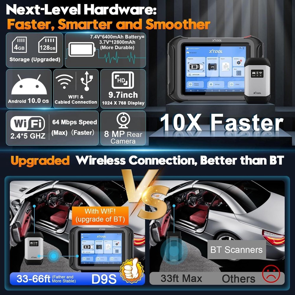 XTOOL USED D9S Full System Diagnostic Scanner Offline ECU Programming 45+ Resets