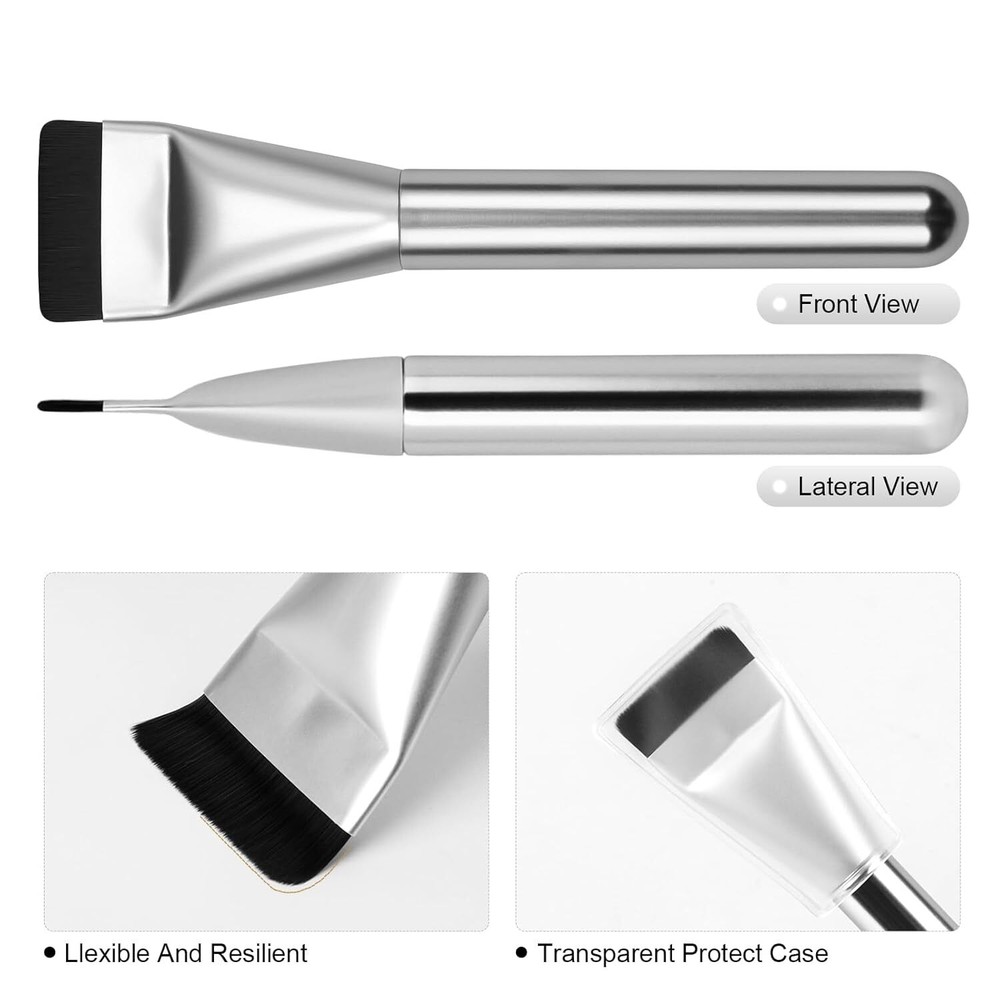 Flat Foundation Brush Set - Ultra Thin Blade for Liquid Makeup Blending