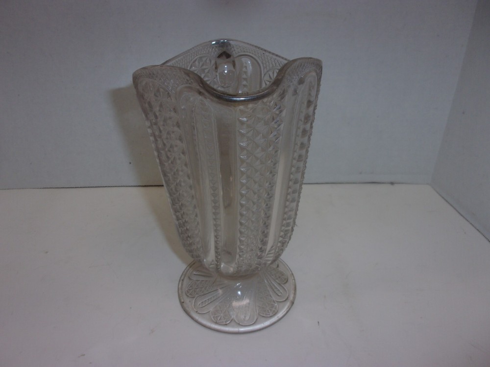 Vintage McKee Brothers Doric Pitcher EAPG Feather Pattern No Chips Or Cracks